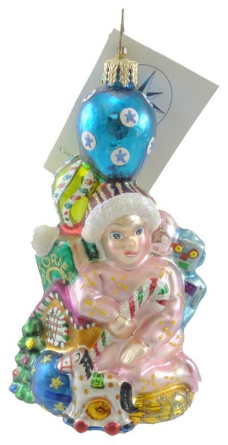 ITALIAN ART BLOWN GLASS CAROUSEL HORSE GOLD TRIM CHRISTMAS ORNAMENT