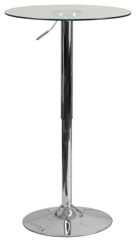 Dyersburg 23.5" Round Height Adjustable Glass Table (33.5" - 41" Range)