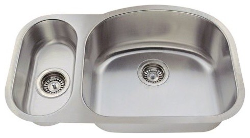 Polaris PR925 Offset Double Bowl Stainless Steel Sink