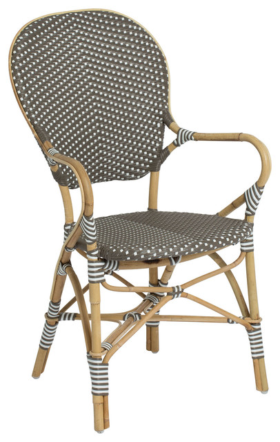 Isabell Outdoor Bistro Stacking Arm Chair Cappuccino And White