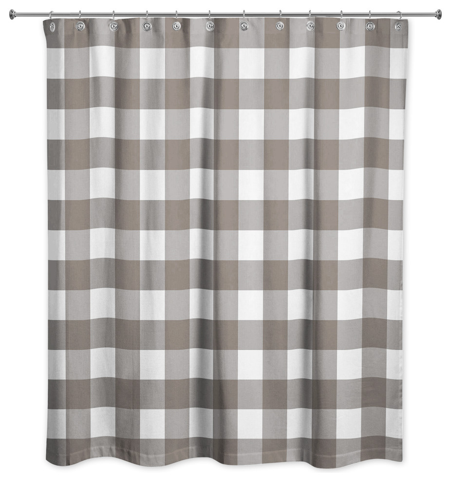 Taupe Buffalo Check 71x74 Shower Curtain Farmhouse Shower Curtains