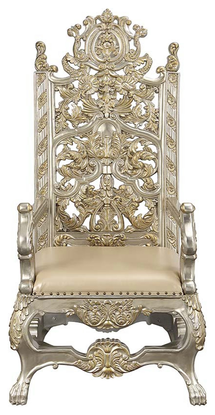 Acme Danae Arm Chair Set of 2 PU Champagne and Gold Finish