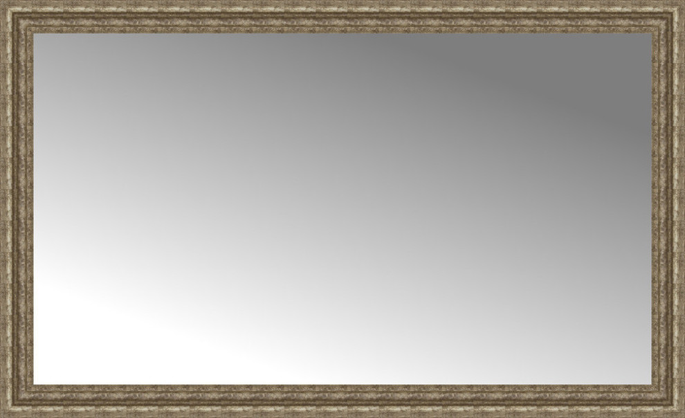 57"x35" Custom Framed Mirror, Distressed Silver