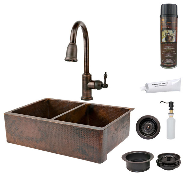 33 Hammered Copper Kitchen A 50 Double Basin Sink