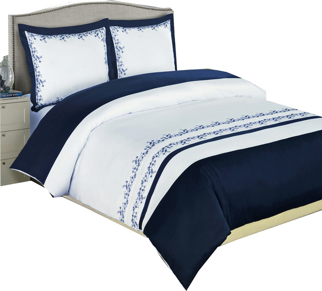 Amalia 100 Cotton Embroidered Duvet Cover Set Contemporary Amalia 100 Cotton Embroidered Duvet Cover Set Contemporary Covers And Sets By Whole Beddings