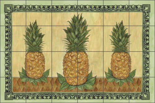 Ceramic Tile Mural Kitchen Backsplash Mullen Pineapple Fruit Art SM007 