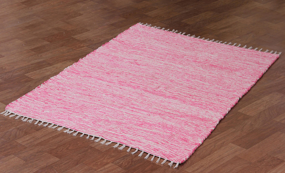Pink Complex Chenille Flat Weave Rug Contemporary Area Rugs by St