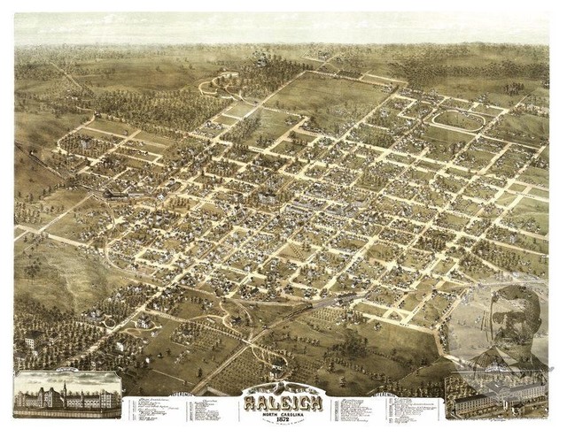 Historic Raleigh, NC Map 1872, Vintage North Carolina Art Print Decor ...