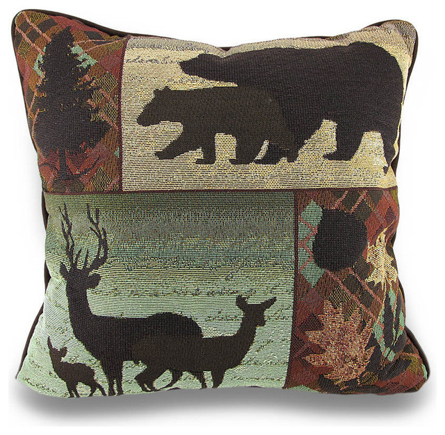 Earthtone Call Of The Wild Decorative Tapestry Throw Pillow 17in.