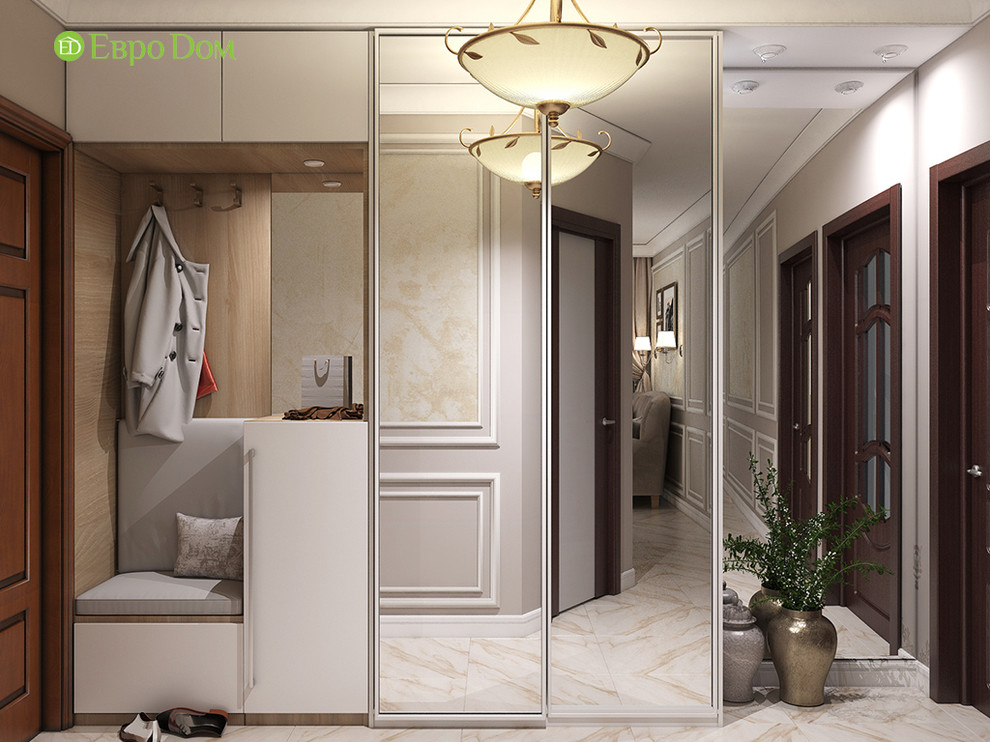 Дизайн двухкомнатной квартиры 52 кв. м в стиле неоклассика