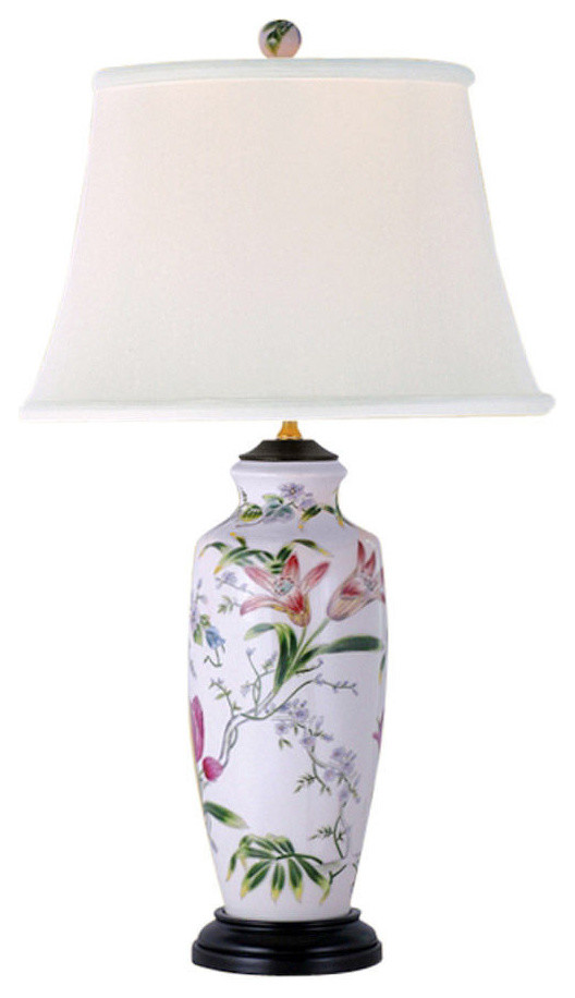 Floral Motif Porcelain Vase Table Lamp 27" Traditional Table Lamps