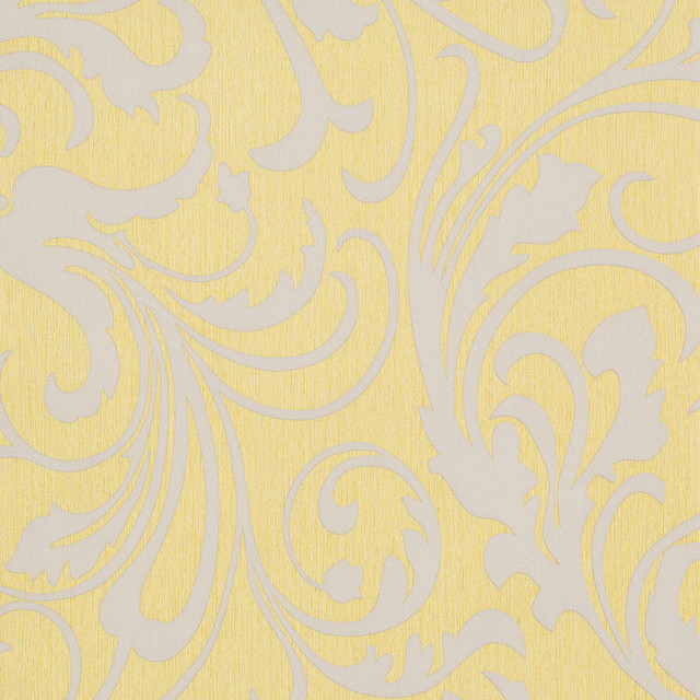 Adore Splashy Corsage Wallpaper, Mustard Yellow and Gray