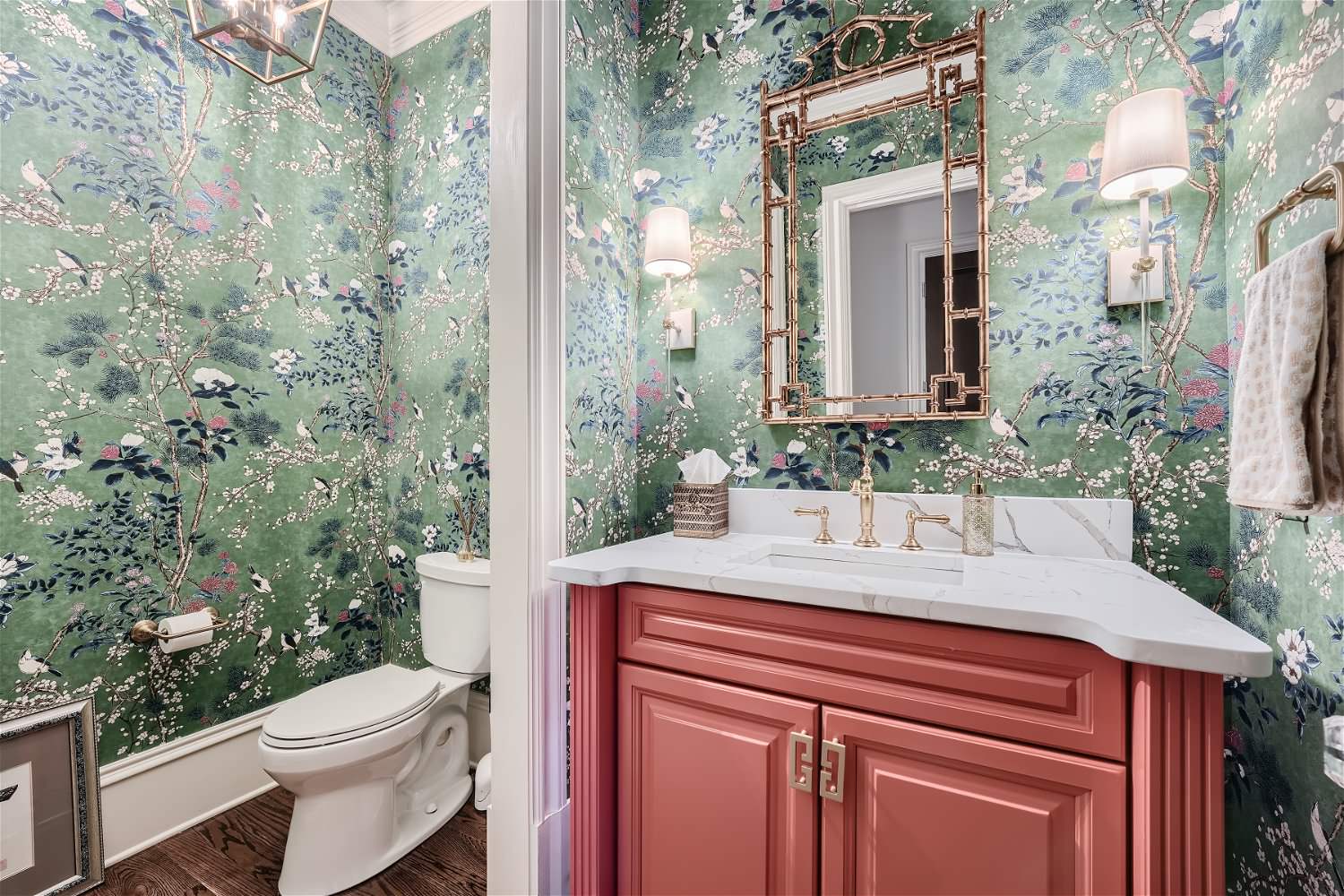 French country powder room photo in Atlanta