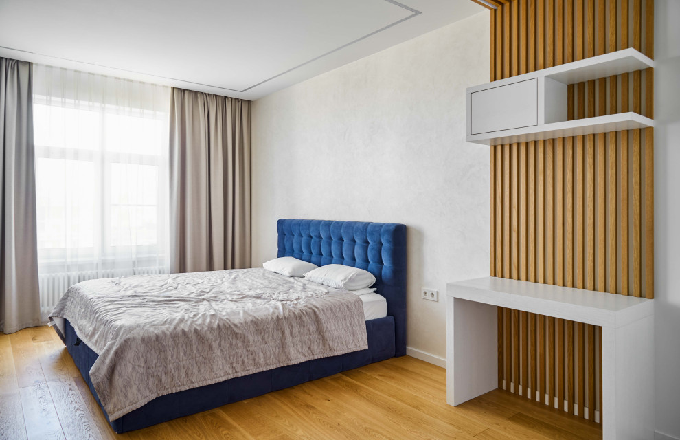 Свежая идея для дизайна: хозяйская спальня среднего размера в современном стиле - отличное фото интерьера