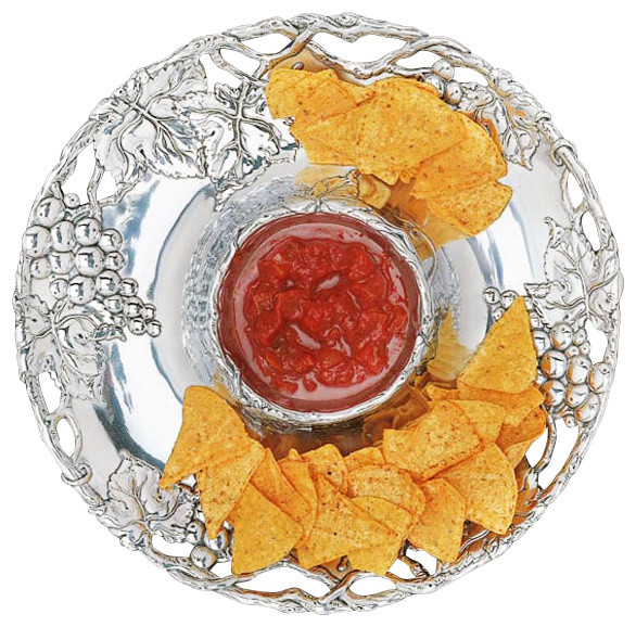 Arthur Court Grape 14" Round Chip And Dip Tray Traditional Chip And
