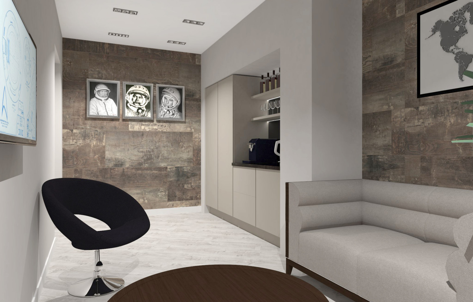 Переговорная с комнатой отдыха.