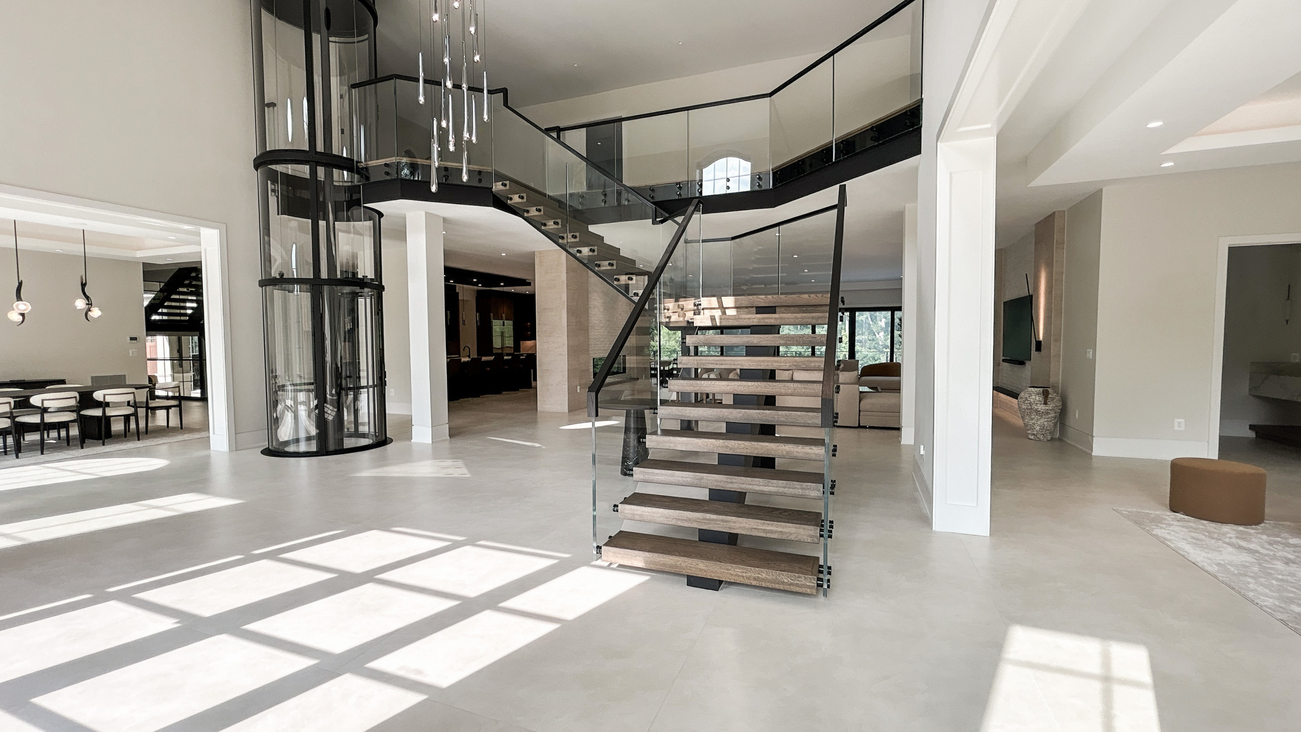 Project #159 | Modern Foyer Stair with Stand-off Glass Railing