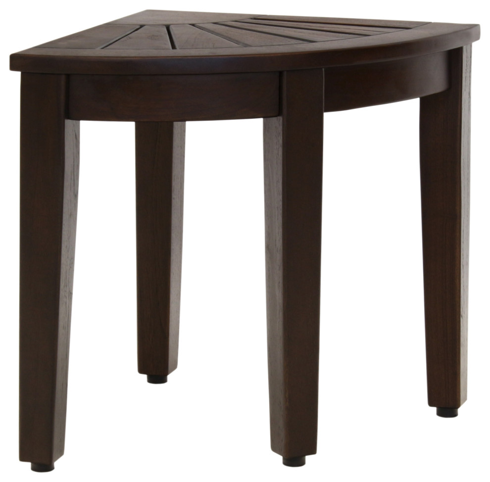 15.5" Kai MochaShield Corner Teak Shower Bench Contemporary Shower