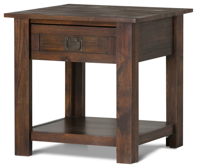 Monroe Solid Acacia Wood 22 W Square Rustic End Side Table Monroe Solid Acacia Wood 22 W Square Rustic End Side Table Charcoal Brown