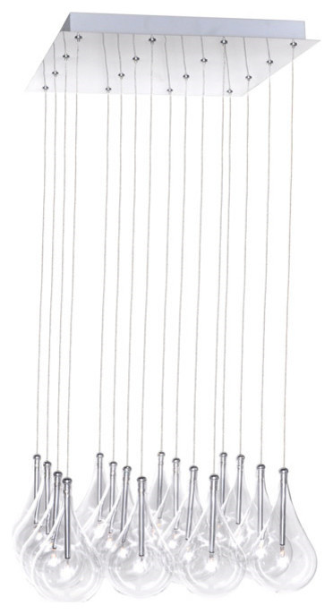 Pendant 16-Light With Polished Chrome Tones Finish G4 Bulb 19" 160W
