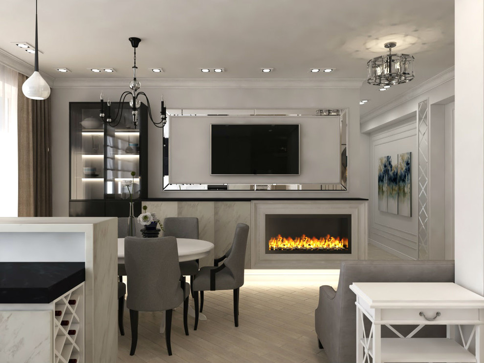 Объединенная кухня-гостиная