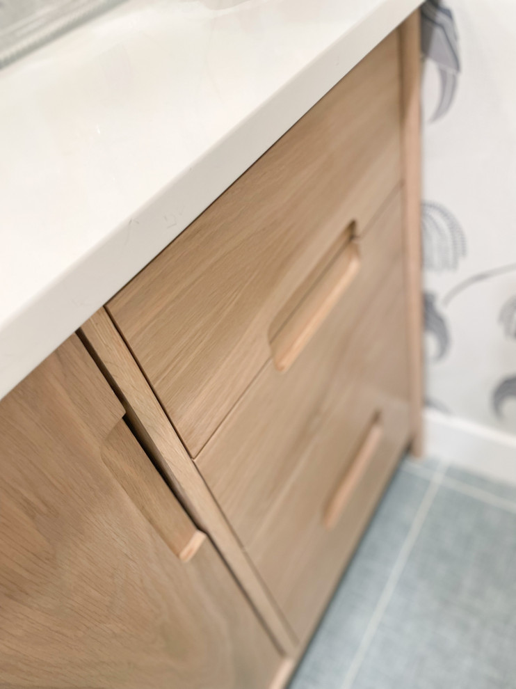 Blue Bird Bathroom | Greenwood Village, CO | Boho Modern