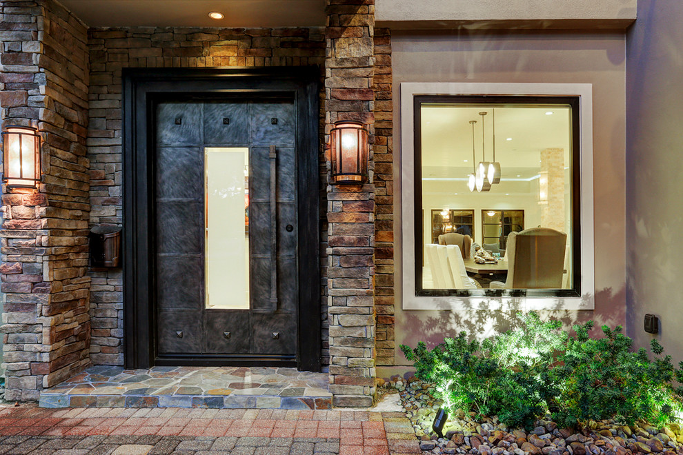 Photo of a contemporary entryway in Houston.
