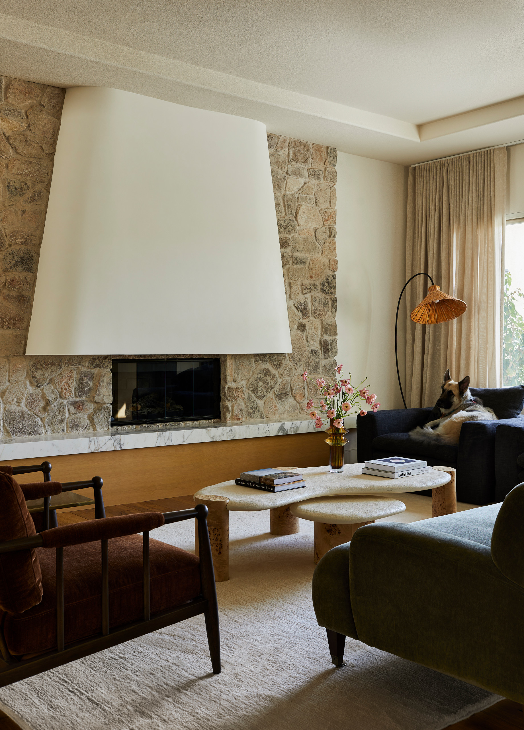 70's Inspired Fireplace and Bar