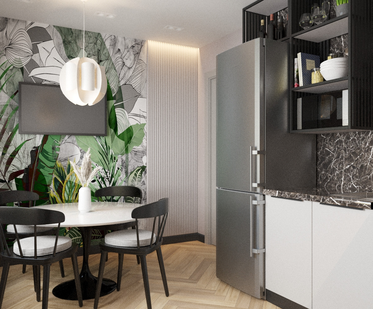 Квартира 64 кв/м в современном стиле, Ультрамарин