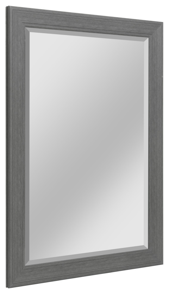 Head West 29.5 x 41.5 Gray Beveled Mirror, 41.5" H X 29.5" L X 1.25" D
