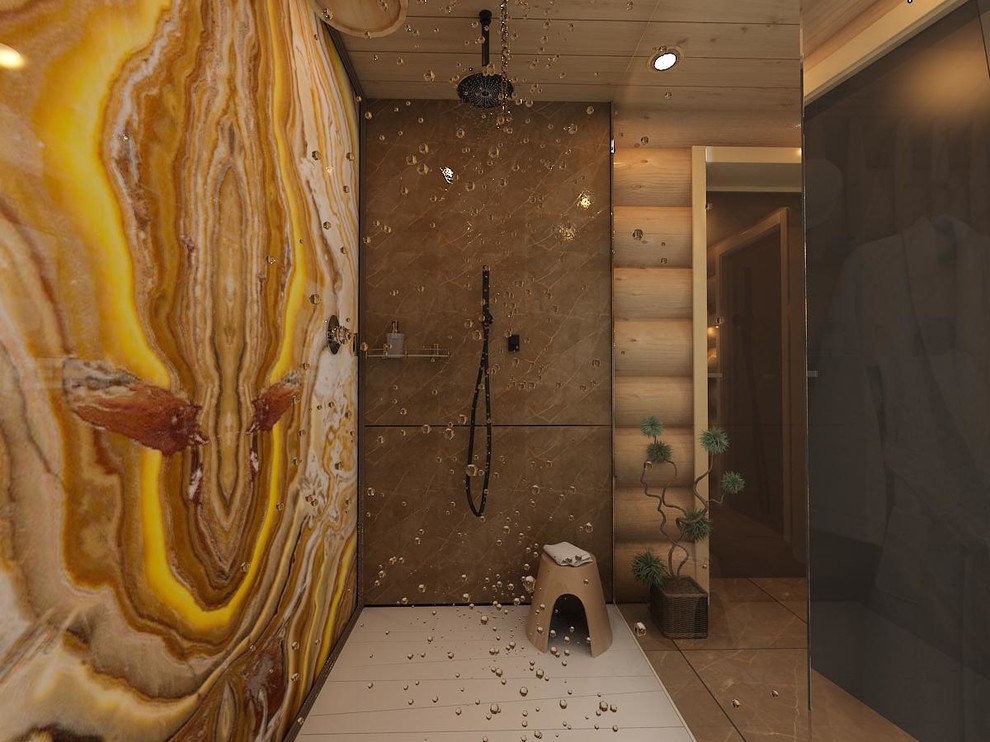 Проект, интерьер бани из бревна