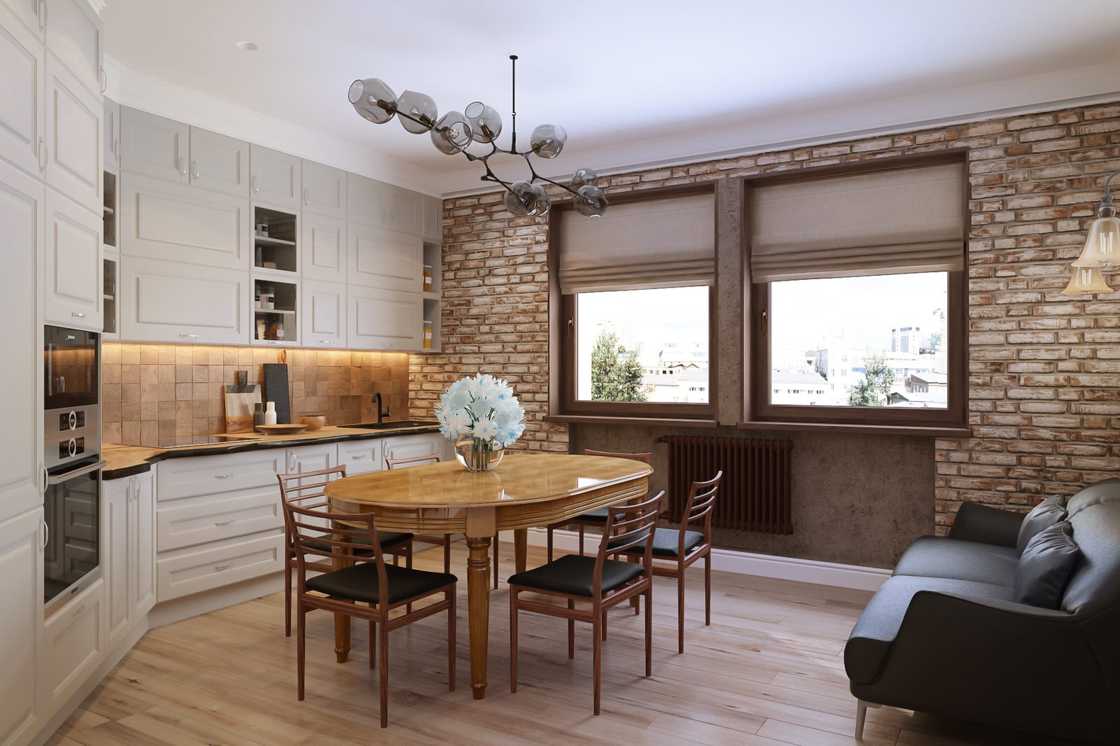 Дизайн интерьера квартиры в старом центре Москвы: кухня-гостиная