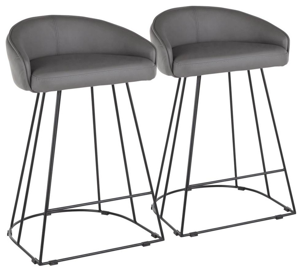 Counter Stool in Black and Gray - Set of 2 - Industrial - Bar Stools