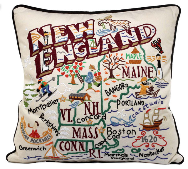 Hand-Embroidered Region Pillow