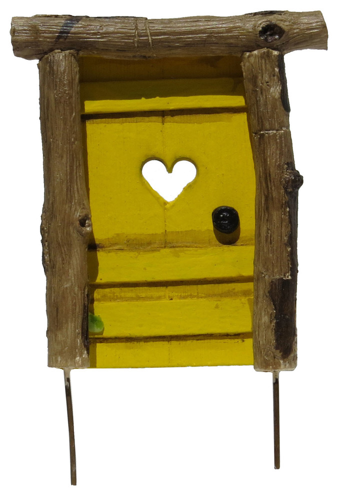 Miniature Dollhouse FAIRY GARDEN ~ Mini Rustic Helena Door Pick BLUE w/ Heart