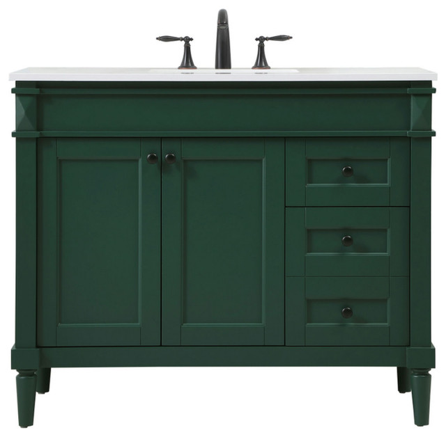 42" Single Bathroom Vanity, Green, Vf31842Gn Eclectic Bathroom