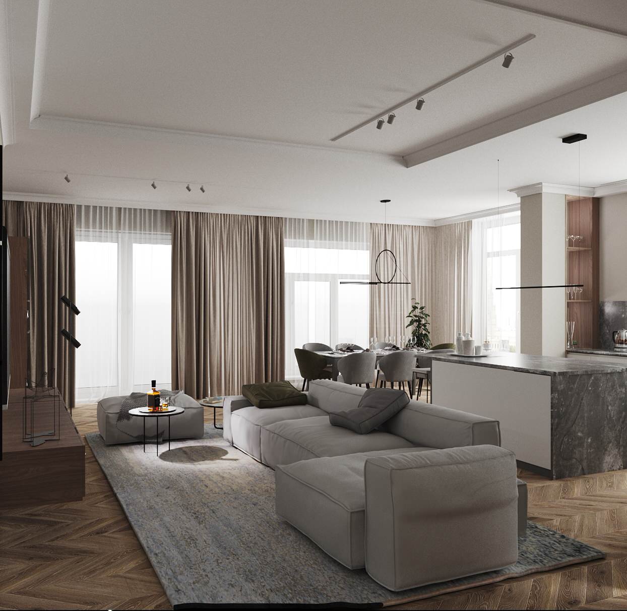 Кухня-гостиная в современном стиле