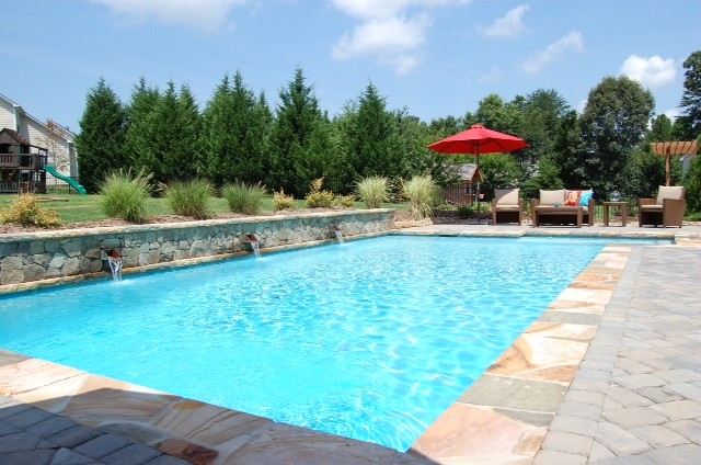 Example of a mountain style pool design in Charlotte