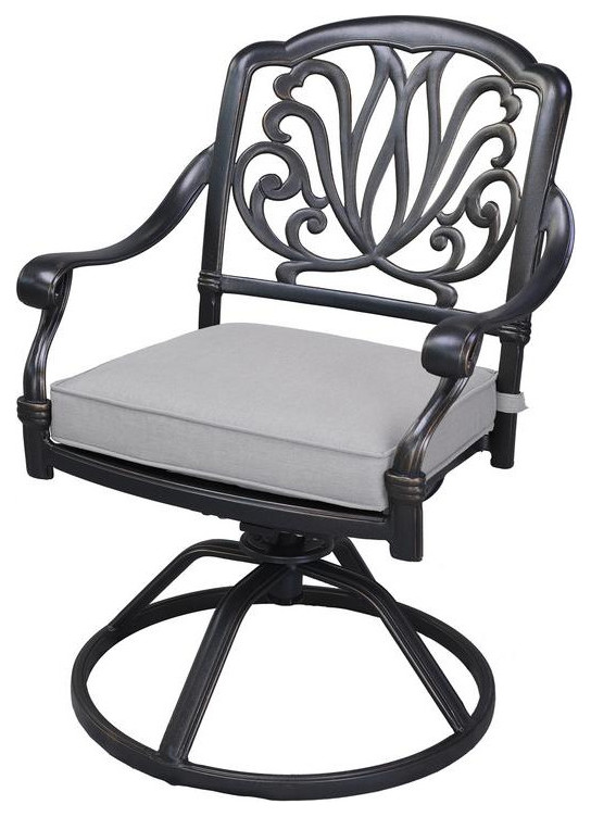 Flamingo Dining Swivel Rocker 2 Chairs With Cushion, Cast Silver