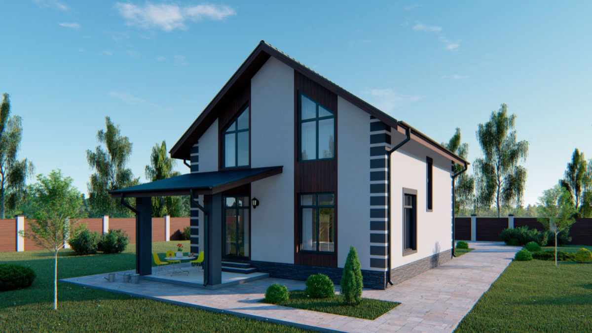 Проект мансардного дома из газобетона, 138 кв.м.