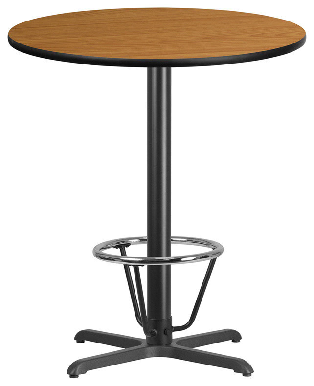 36'' Round Natural Laminate Table Top With Bar Height Table Base