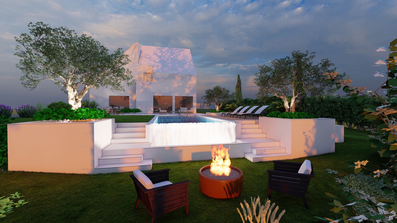 Création d'un grand jardin avec piscine