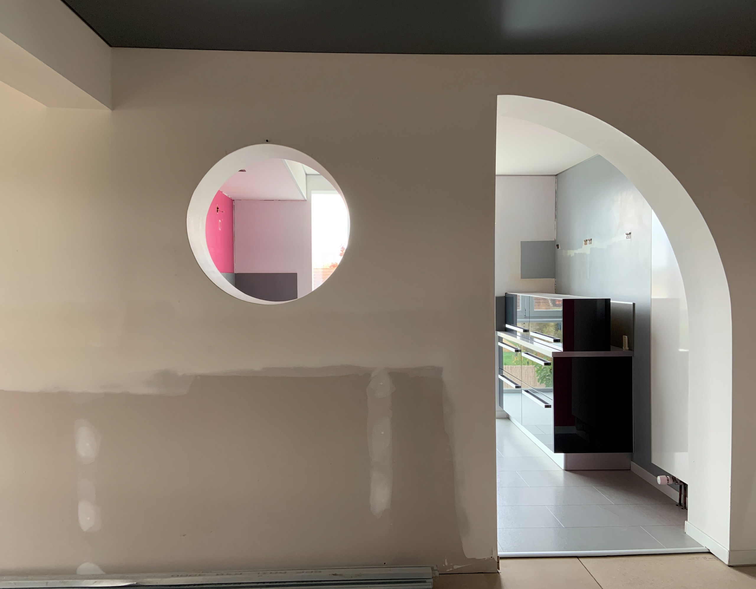 Agencement d'espace et décoration Pièce de vie, entrée et escalier
