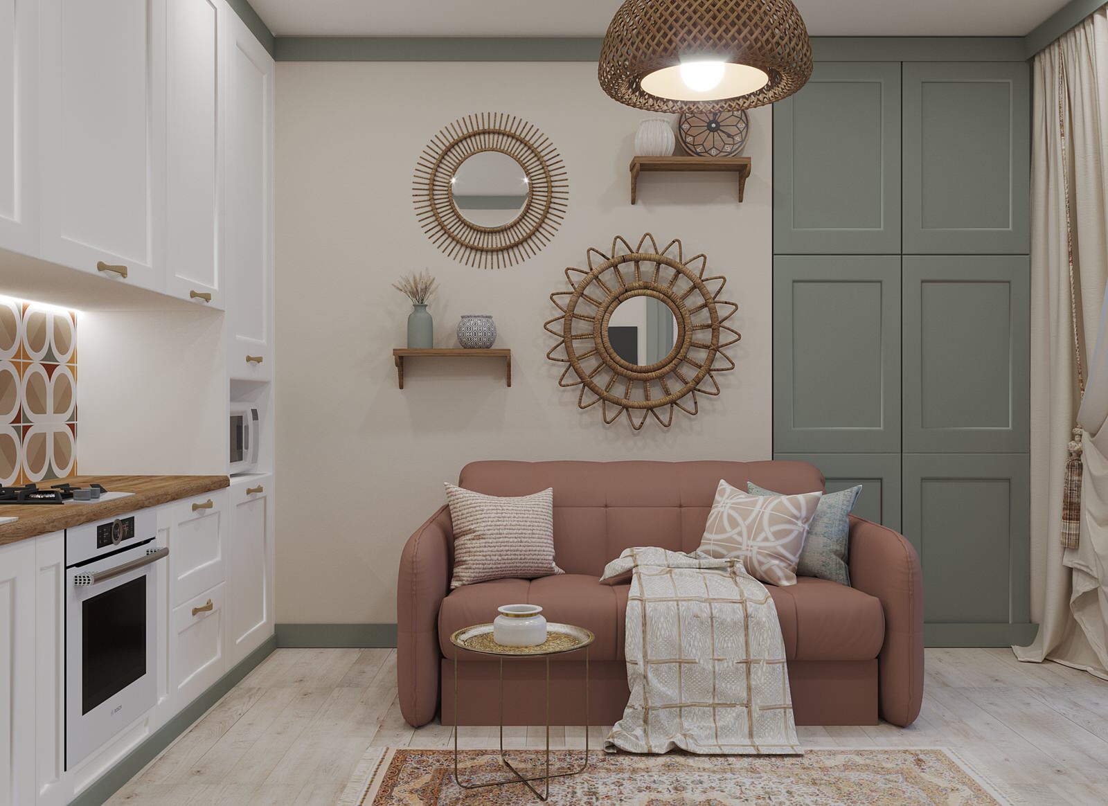 Однокомнатная квартира в стиле Бохо