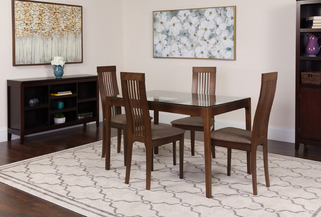 Imperial 5-Piece Espresso Wood Dining Table Set, Clear/Espresso ...