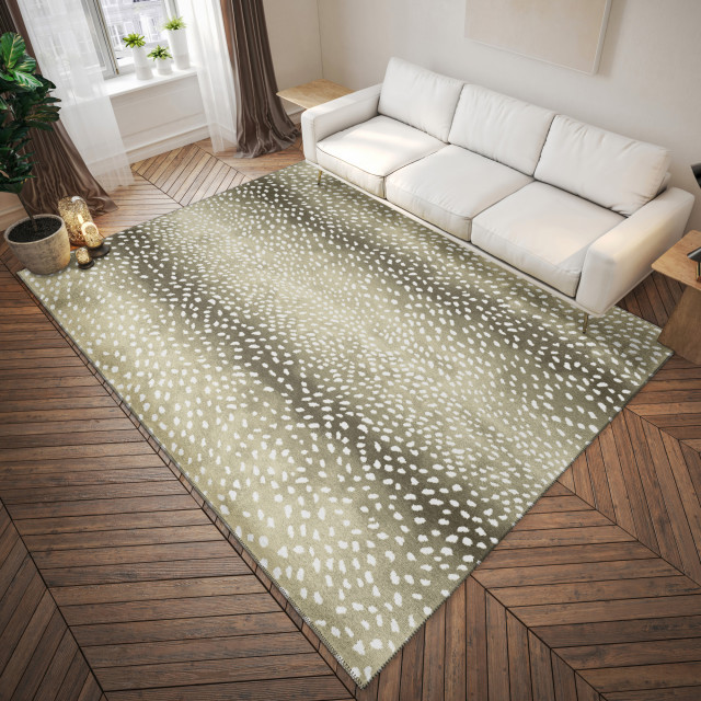Addison Safari Asf33 Antelope Faux Animal Print Area Rug, 5' x 7'6 ...