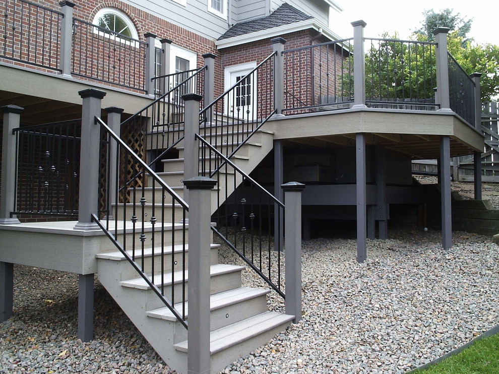 Inspiration for a large contemporary backyard deck in Denver with no cover.