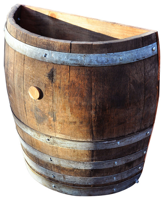 Wine Barrel Three Quarter Barrel Wall Planter Straight Cut Rustic