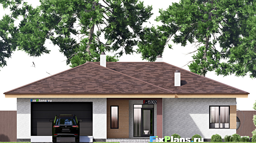 Проект одноэтажного дома 18х18м S233м2 F-15902