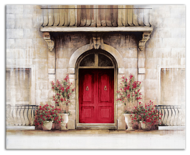 Red Canvas Wall Art red door tuscan scene" canvas wall art, 20"x16" - farmhouse Red Canvas Wall Art red door tuscan scene" canvas wall art, 20"x16" - farmhouse
